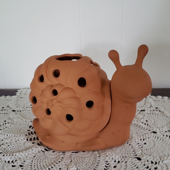 Vtg "Matilda" Partylite Terra Cotta Snail Tealight
